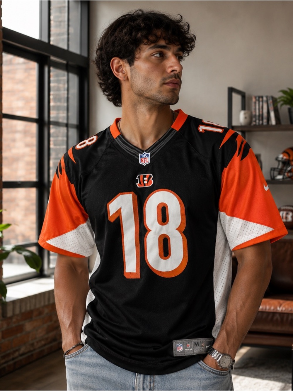 Nike Cincinnati Bengals #18 AJ Green Football Jersey Youth Large 14-16 Black